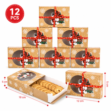 12PCS Christmas Cookie Bakery Boxes – Santa & Elf Design Gift Packaging for Holiday Treats
