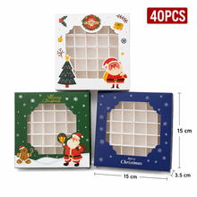 40PCS Christmas 16 Grid Boxes – Mixed Festive Designs, Bakery Gift Boxes Christmas Gift Packaging