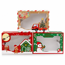 4pcs Red Green White Stripped Christmas cupcake cookie bakery box