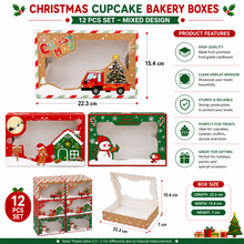4pcs Red Green White Stripped Christmas cupcake cookie bakery box