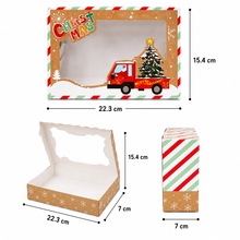 4pcs Red Green White Stripped Christmas cupcake cookie bakery box
