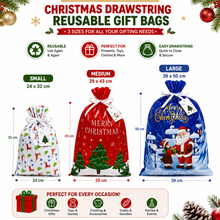 Drawstring Christmas REUSABLE Gift Bags (biodegradable)