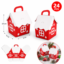 24pcs Christmas Santa House Bakery Boxes 8×6×10 cm – Festive Cookie, Candy, Cake & Biscuit Gift Packaging Boxes for Holiday Treats