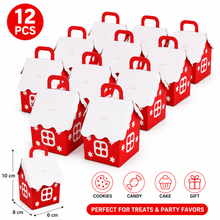 12pcs Christmas Santa House Bakery Boxes – Festive Cookie, Candy, Cake & Biscuit Gift Packaging for Holiday Treats and Party Favors