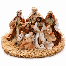 🎄 20.5" (53cm) Brown Holy Family Nativity Set with Christmas Manger – Handmade Religious Christian Christmas Scene, Holiday Home Decor & Gift ✨