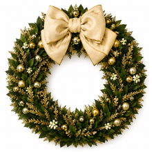 PRE ORDER 20” Christmas Gold Ribbon Wreaths 51cm - Elegant Christmas Decoration Door Wreath Decor (PRE ORDER 2026)