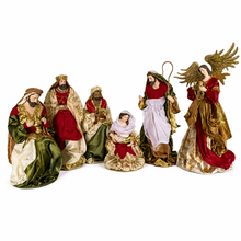 40cm Handmade Red Christmas Nativity Scene with Manger & Angel | Religious Holy Family Christmas Decoration  PRE ORDER