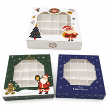 20PCS Christmas 16 Grid Boxes – Mixed Festive Designs, Bakery Gift Boxes Christmas Gift Packaging