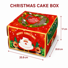 1pcs Affordable Christmas Cake Box with Handle – Red Festive Bakery Packaging, 20.8 × 20.8 × 17 cm