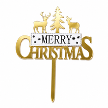 3PC Merry Christmas Gold Cake Toppers – 1.6mm Glitter Christmas Cake Decorations for Cakes, Cupcakes, Desserts & Holiday Parties