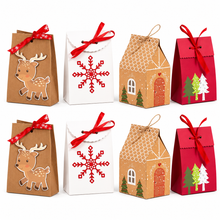 8PCS Christmas Cookie and Bakery Gift Bags with Ribbons – Assorted Holiday Treat Packaging, 12 × 7 × 18cm