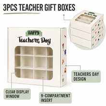 Gift for Her/Him 3pcs Teacher Appreciation Cookie Boxes with Clear Windows - "Thank You Teacher" Print Bakery Boxes, Teachers' Day & Graduation Ceremony Party Gift Boxes