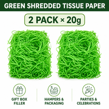 Bright Green Shredded tissue crepe paper hamper filler gift box packaging  20 grams 2 pack x 20grams Gift Wrapping Shredded Paper, Suitable for Wedding, Valentine'S Day, Father'S Day, Mother'S Day, Christmas, Party Decoration