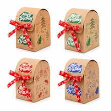 12PCS Christmas Santa Mail Kraft Cookie Gift Boxes with Ribbon – Festive Mailbox Treat Boxes for Cookies, Candy, Cakes & Holiday Gift Packaging