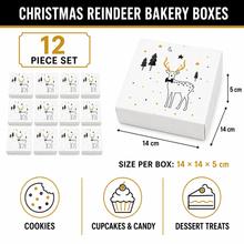 12PCS Christmas Reindeer White Cookie Bakery Gift Boxes – Festive Holiday Packaging for Cookies, Cupcakes, Candy & Dessert Treats ⭐