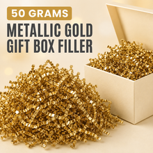 100 Grams / 50 Grams of Golden Crinkled Cut Paper Shreds for Filling Metallic Gift Boxes, Suitable for Gift Wrapping And Basket Filling for Occasions Like Mother'S Day, Easter, Thanksgiving, Valentine'S Day, Weddings, And Birthday Gift Box Stuffing