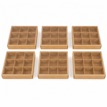6PCS Red / Kraft 9-Grid Food Gift Boxes with Clear Window – Premium Charcuterie, Dessert, Cookie, Candy & Catering Packaging Containers