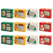 12PCS Christmas Cookie Boxes with Clear Window – Festive Bakery, Candy, Pastry & Holiday Treat Gift Packaging