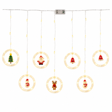3m Battery-Powered Christmas LED Curtain Lights – Santa, Reindeer, Snowman & Tree Window Decorations