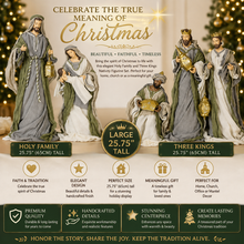 PRE-ORDER | 25.75" (65cm) Handmade Holy Family & Three Kings Nativity Figurine Set – Premium Christmas Religious Decoration | Large Artisan Holiday Home & Church Display
