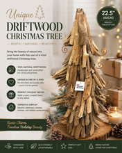 🎄 22.5" (60cm) Unique Driftwood Christmas Tree Decoration – Rustic Handmade Holiday Decor, Coastal Christmas Tabletop Display ✨