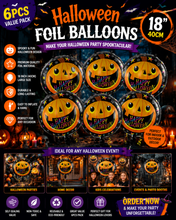 6PCS Halloween Foil Balloons 18 Inch – Spooky Party Decorations for Halloween Celebrations, Events & Home Décor 18 inch (40 cm)