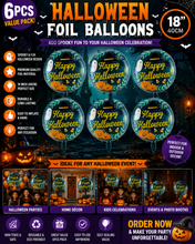 6PCS Halloween Foil Balloons 18 Inch – Spooky Party Decorations for Halloween Celebrations, Events & Home Décor 18 inch (40 cm)