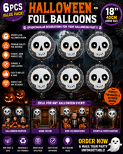 6PCS Halloween Foil Balloons 18 Inch – Spooky Party Decorations for Halloween Celebrations, Events & Home Décor18 inch -40cm