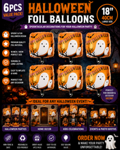 6PCS Halloween Foil Balloons 18 Inch – Spooky Party Decorations for Halloween Celebrations, Events & Home Décor 18 inch (40 cm)