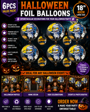 6PCS Halloween Foil Balloons 18 Inch – Spooky Party Decorations for Halloween Celebrations, Events & Home Décor 18 inch / 40 cm