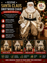 Christmas festive decor Santa Claus Driftwood Chair 45cm - Unique Holiday Home Accent