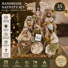 Christmas Religious Ornaments Decorations Handmade Nativity Set with Manger - 35cm