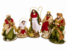 Red Christmas Religious Handmade Nativity Set with Manger - 40cm