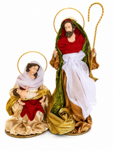 Red Christmas Religious Handmade Nativity Set with Manger - 40cm