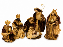 10.5'' Christmas Handmade Religious Nativity Set in Brown and Gold - 29 cm Approx