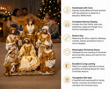 Gold Handmade Christmas Nativity Set with Manger 30–40cm – Religious Holy Family Holiday Decoration (one piece)