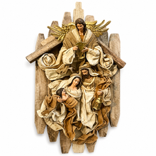 Christmas Religious Holy Family with Angel on 8.25”Holy Family 17.5” Stable Wall Decor wreath