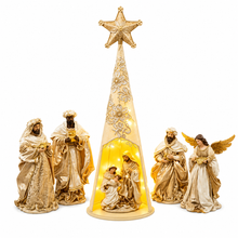 Christmas Religious Handmade Nativity Set with 29cm Holy Family Figurines, 88cm Gazebo, 40cm Wise Men, and 40cm Angel
