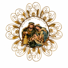 5.5''(14cm) Christmas Religious Holy Family on 15"(36cm) Wall Decor wreath