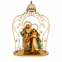 24.5" (63cm) Christmas Holy Family in Gazebo – Large 14" (36cm) Religious Nativity Statue, Handmade Christian Christmas Decoration & Holiday Centrepiece