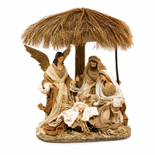 ⭐ 10.5" Christmas Religious Holy Family & Angel in Stable – 40cm One-Piece Nativity Scene, Christian Christmas Decoration ⭐