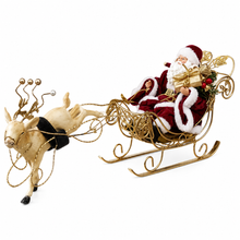 7.75" (20cm) Santa Claus in Sleigh with Reindeer – Christmas Figurine Decoration, Festive Holiday Home & Tabletop Display Ornament
