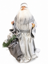 55cm Grey & White Standing Santa Claus Christmas Ornament – Luxury Holiday Home Decoration