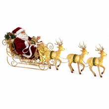 95cm Christmas Santa Claus Sleigh Decoration – Large Santa with Reindeer Display, Festive Christmas Holiday Decor for Christmas Joy