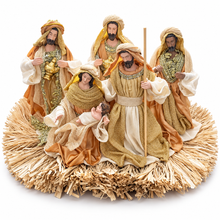 53cm Wide Gold Handmade Christmas Nativity Scene with Manger – Holy Family & Three Wise Men Religious Decoration