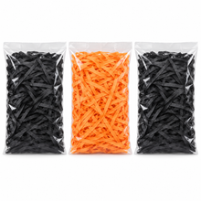 3 Pack Shredded Tissue Paper 60g – 2 Black & 1 Orange Gift Box and Hamper Filler for Gift Wrapping, Halloween & Parties