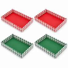PRE ORDER 12 Pack Red & Green Christmas Bakery Trays with Clear Lids – 20 × 13 × 2.9 cm Cookie, Brownie, Dessert and Treat Gift Boxes