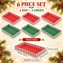 PRE ORDER 12 Pack Red & Green Christmas Bakery Trays with Clear Lids – 20 × 13 × 2.9 cm Cookie, Brownie, Dessert and Treat Gift Boxes