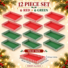 PRE ORDER 12 Pack Red & Green Christmas Bakery Trays with Clear Lids – 20 × 13 × 2.9 cm Cookie, Brownie, Dessert and Treat Gift Boxes