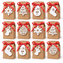 12 Pack Christmas Lace-Edge Kraft Cookie Gift Boxes with Ribbons & Festive Tags – 18 × 11.5 × 7.5 cm Bakery Treat Packaging